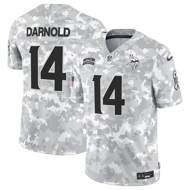 Men's Arctic Camo Minnesota Vikings #14 Sam Darnold 2024 F.U.S.E Salute to Service Limited Stitched Football Jersey